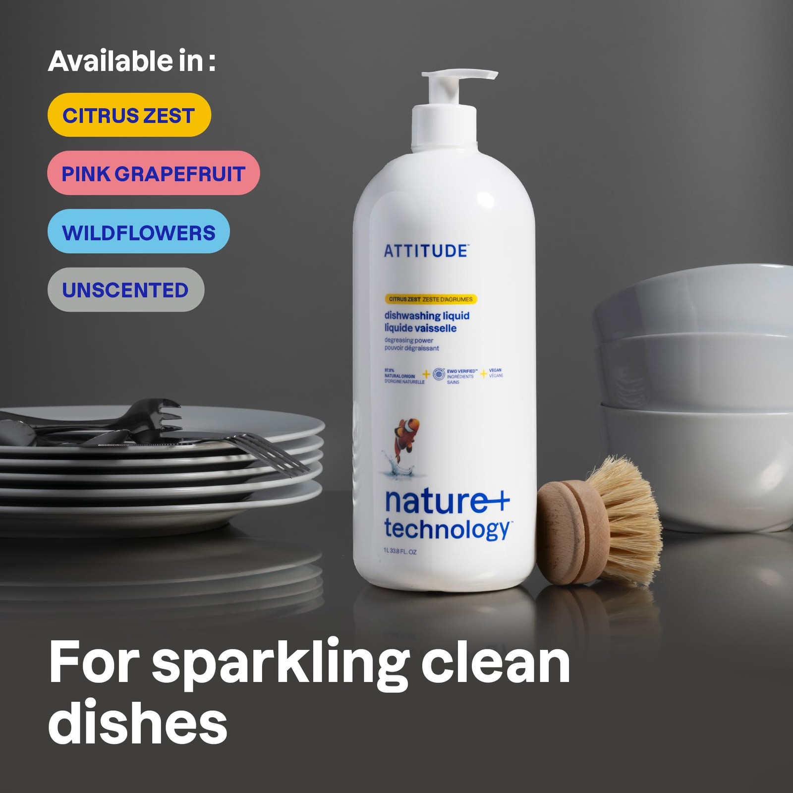 Dish Soap, EWG Verified, Plant-Based & Vegan Dishwashing Liquid, Naturally De…