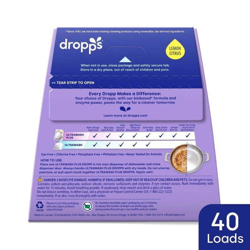 Dish UltraWash Plus Biobased Detergent Pods – Lemon Citrus – 16.93oz/40ct