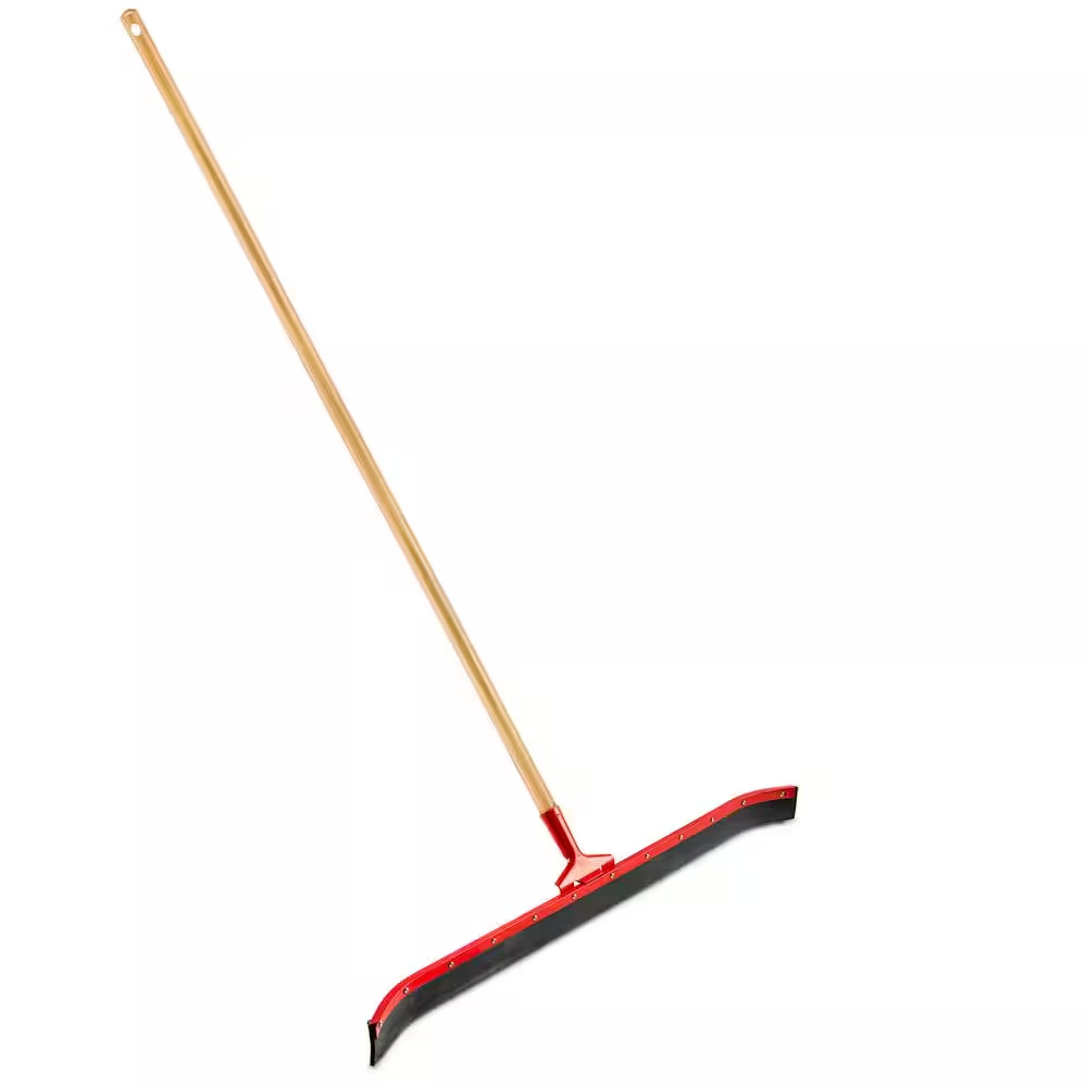 36 In. Curved Rubber Floor Squeegee with 60 In. Wood Handle