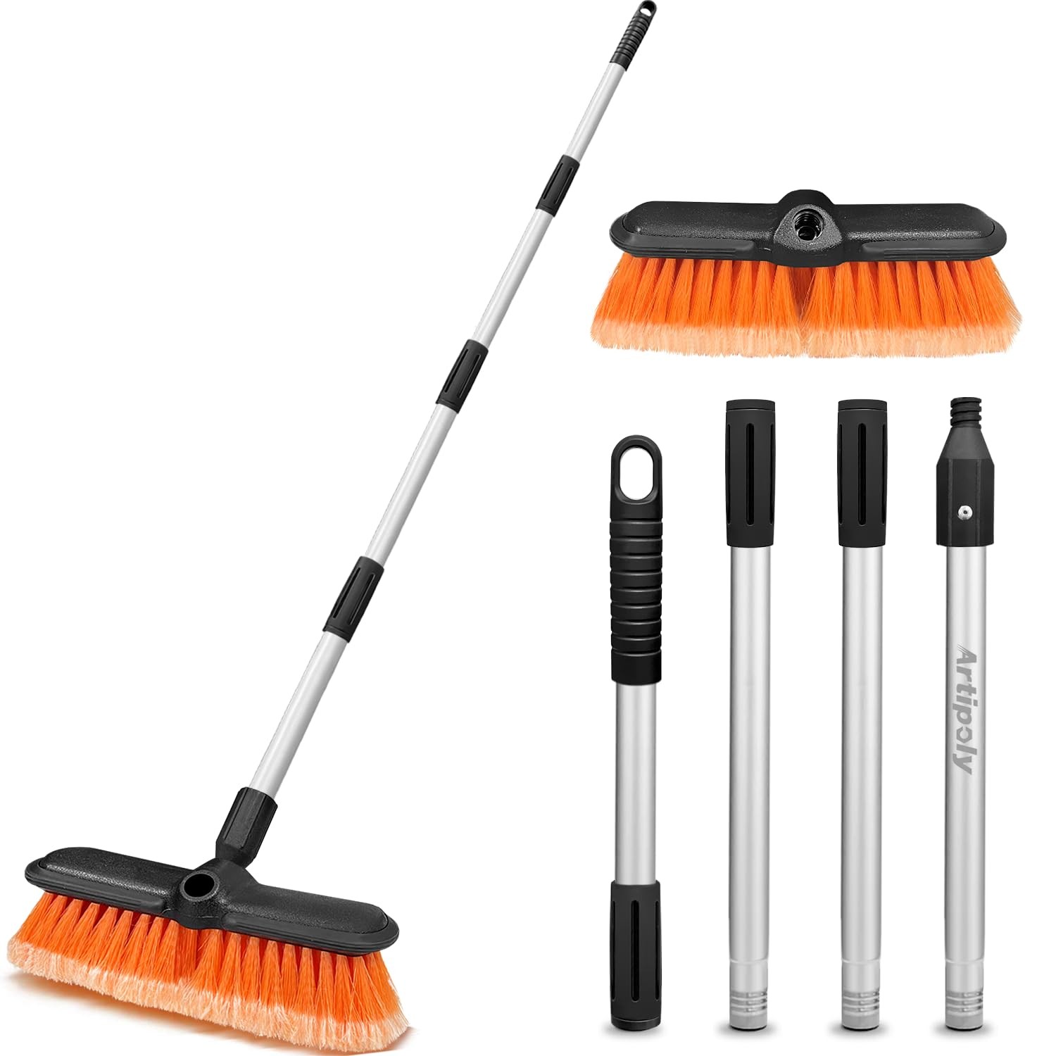 65″ Car Wash Brush with Extension Pole, Car Wash 10” Dip Soft Brush, No Scratch.