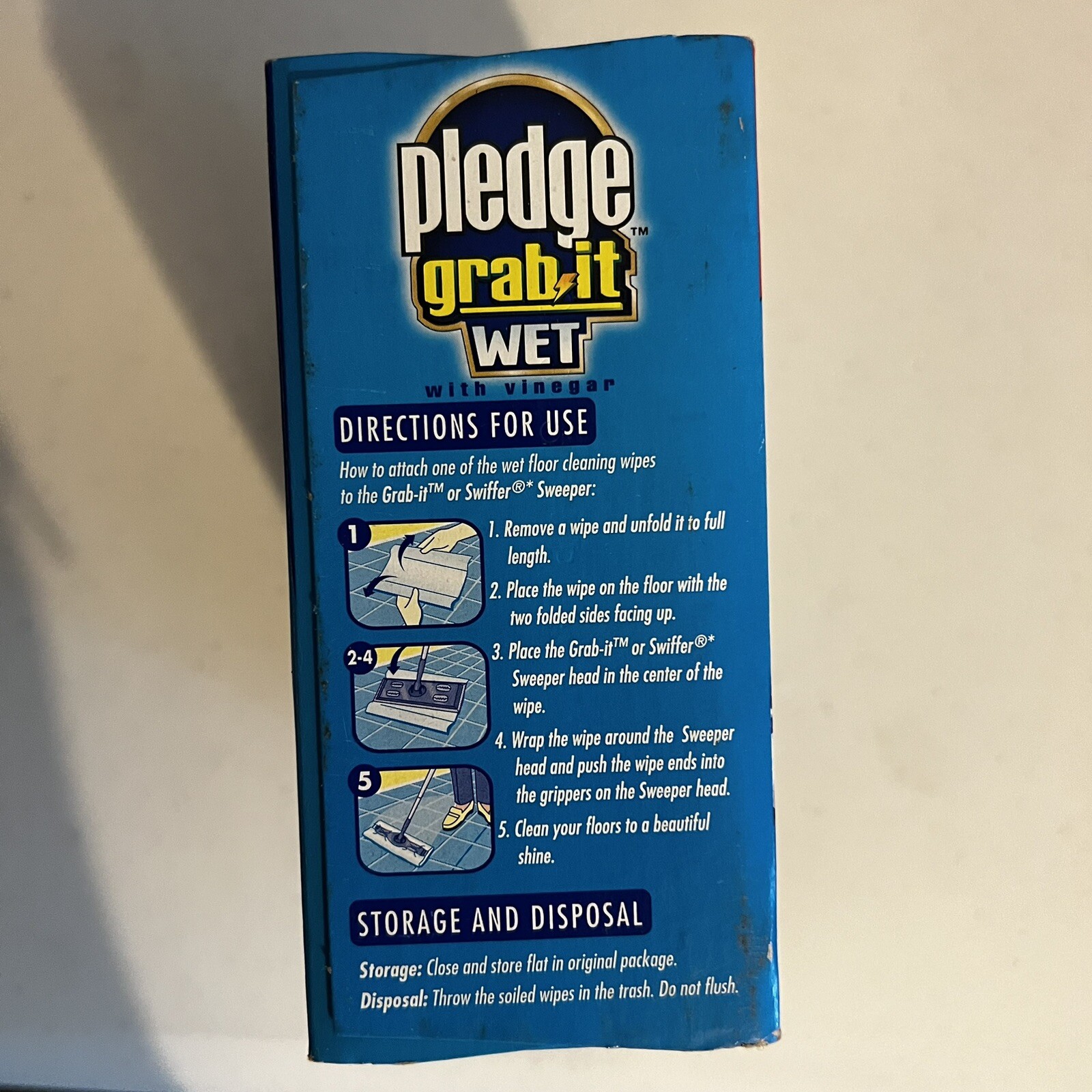 Pledge GRAB IT Wet Floor Wipes NEW 12 Pack Sealed 10″ x 8.25″ Discontinued