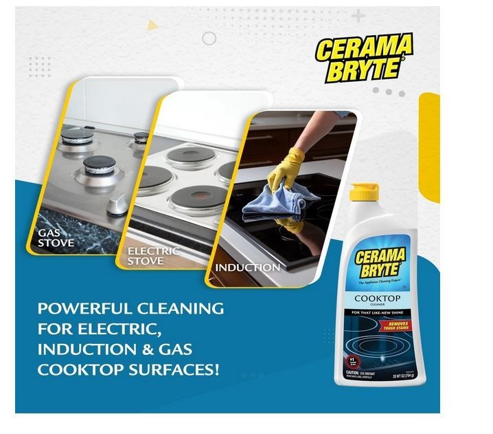 Cerama Bryte Removes Tough Stains Cooktop and Stove Top Cleaner for Glass 2 Pack