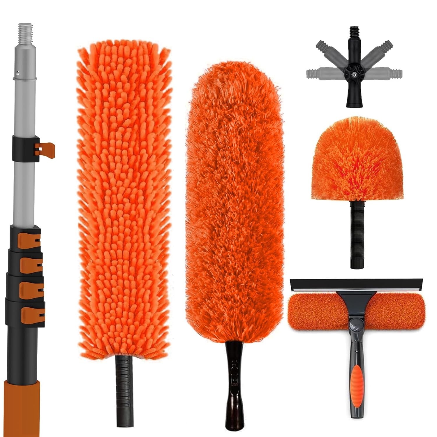 30FT Extension Pole Duster Kit Window Cleaning Tool High Ceiling Dusting