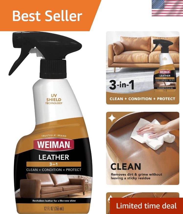 Leather Cleaner & Conditioner – Nourishes & Protects with No Residue (12 Fl Oz)