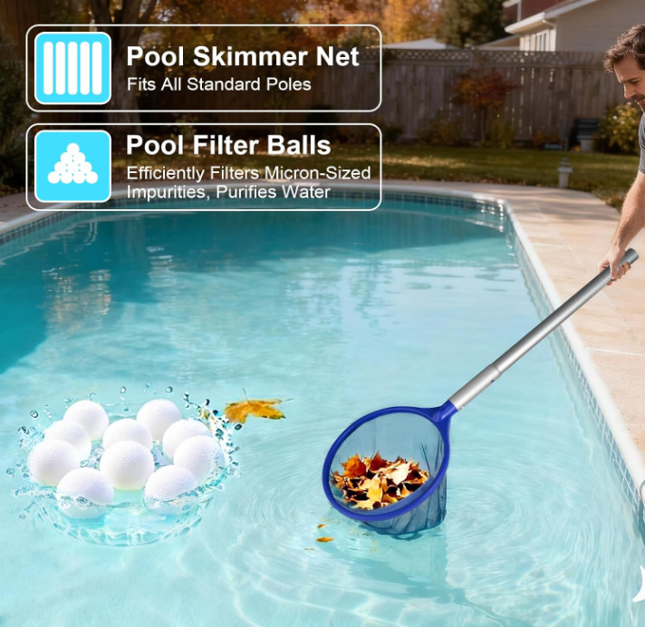 Limpiador Recargable para Piscinas con Cabezal Transparente y Potente Succión