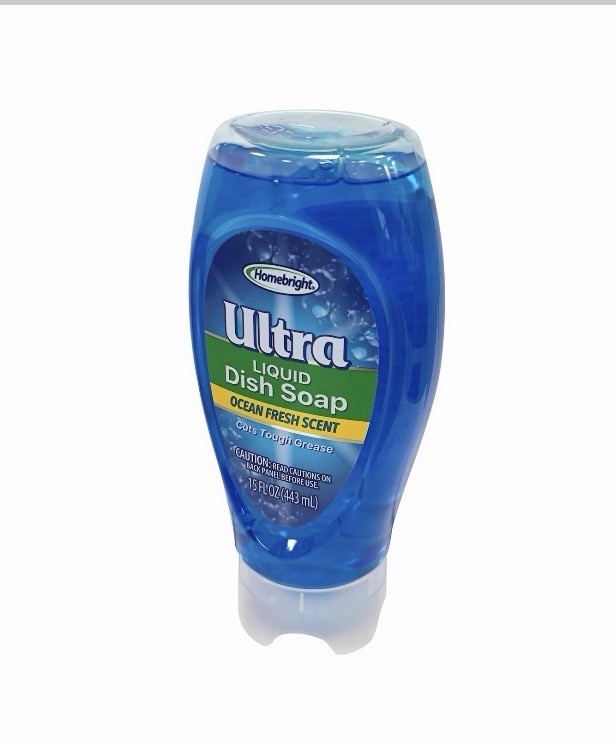 Homebright Ultra Liquid Dish Soap Cuts Tough Grease, Ocean Fresh Scent 15 fl oz