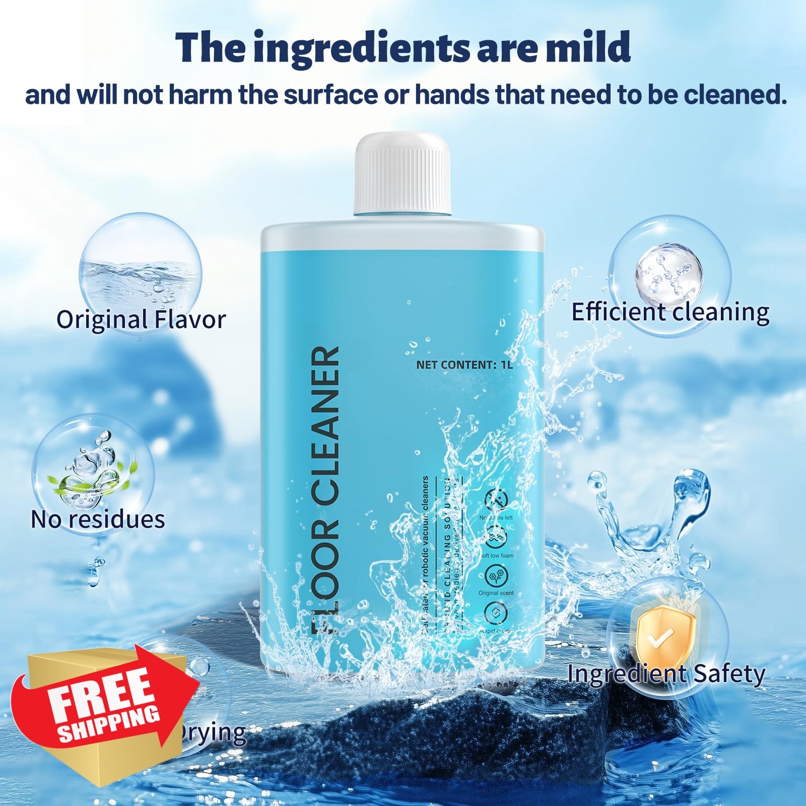 Floor Cleaning Solution, 2000 ml Original Flavor Compatible with Roborock Cle…