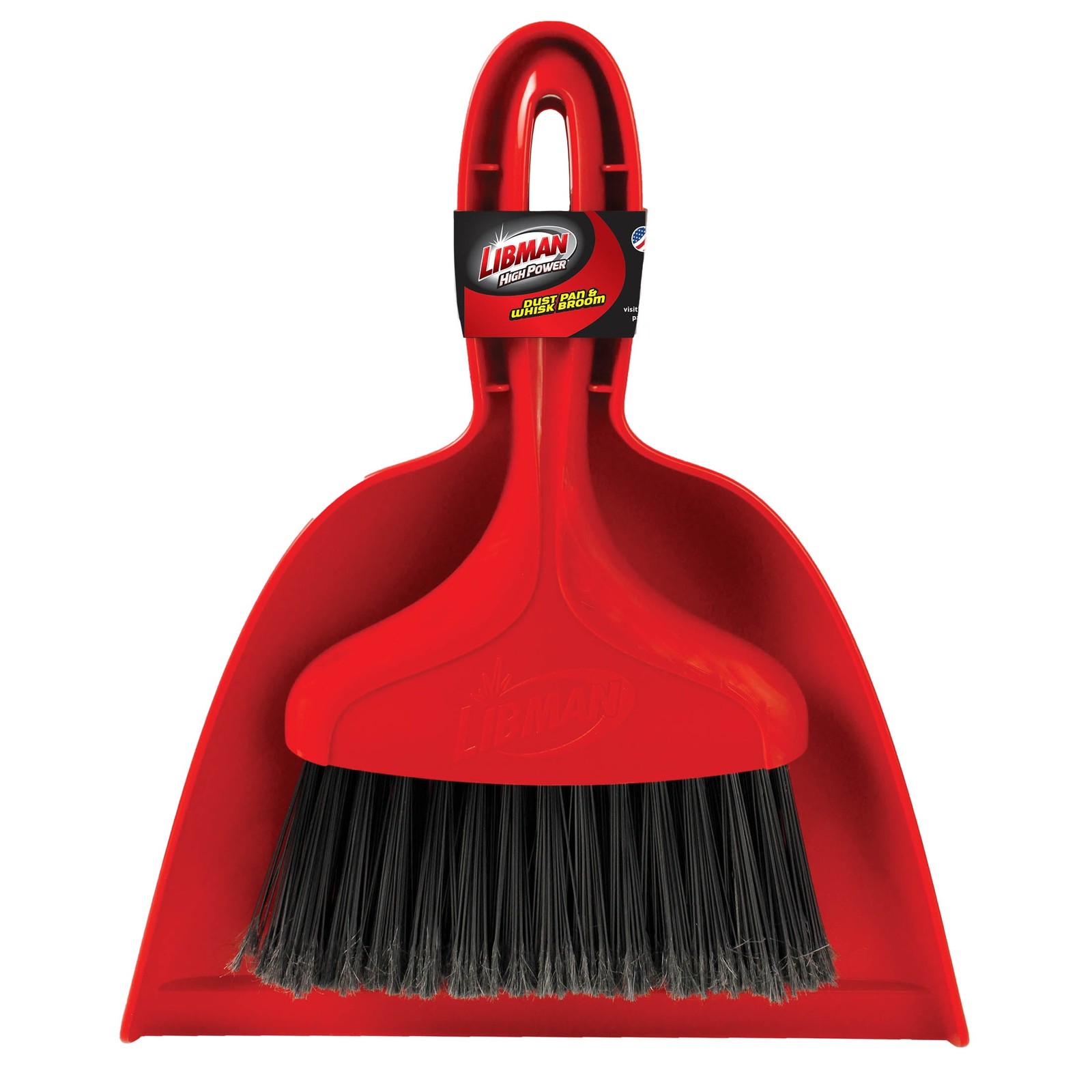 Libman Whisk Broom & Dustpan Red Polypropylene with Black Fibers