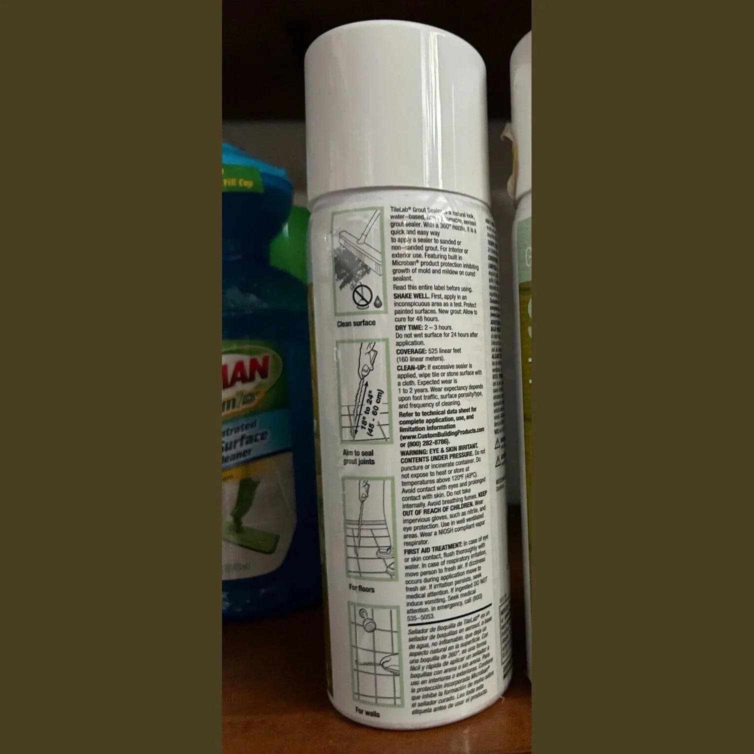 TileLab 15 oz Grout Sealer Microban Antimicrobial Aerosol New
