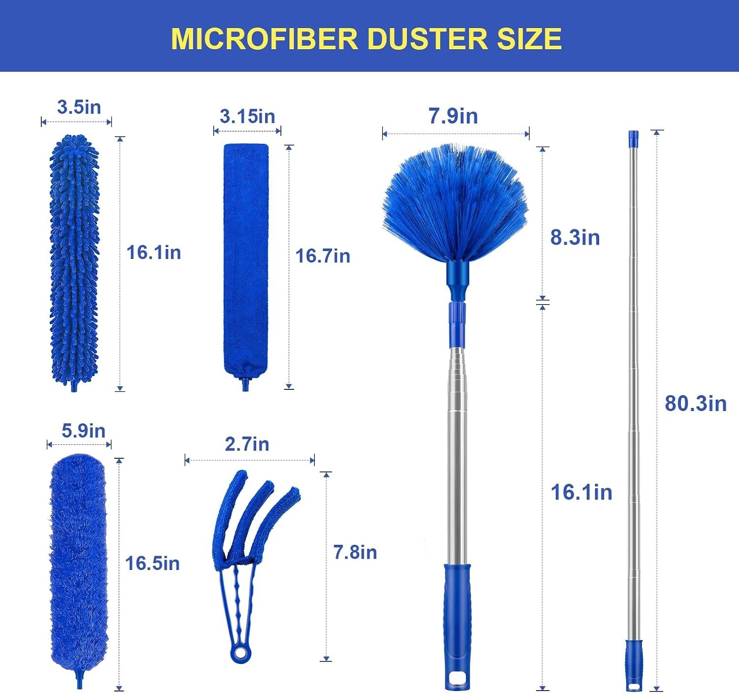 Ultimate Extendable Duster Set with Bendable Heads – 6-in-1 Cleaning Solutions!