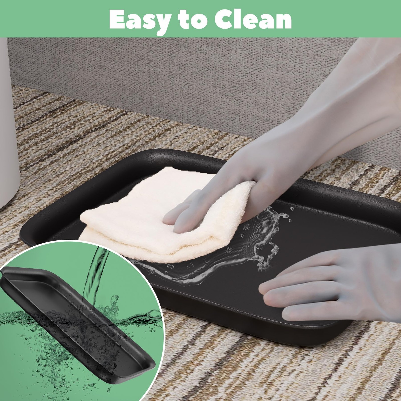 Dehumidifier Drip Pan with Raised Edge, Hard Plastic 13” x 9”x 2” Non-Slip…