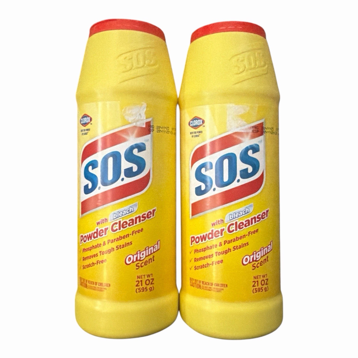 SOS Cleanser Powder w/ Power of Clorox Bleach Original Scent Lot of 2 21 oz