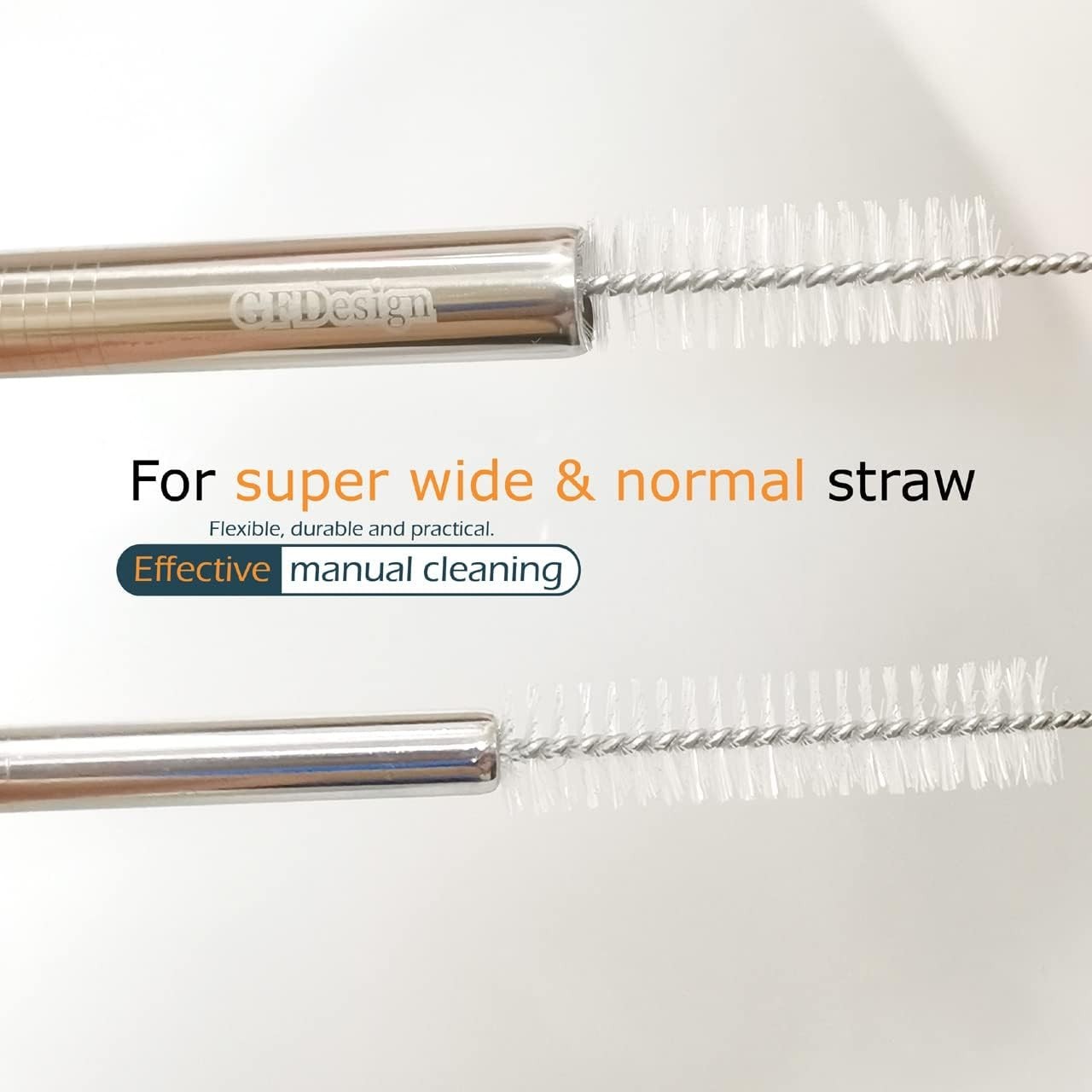 Dishwasher Safe Straw Brushes Set – 4 Durable Nylon & Steel Cleaners in 3 Sizes