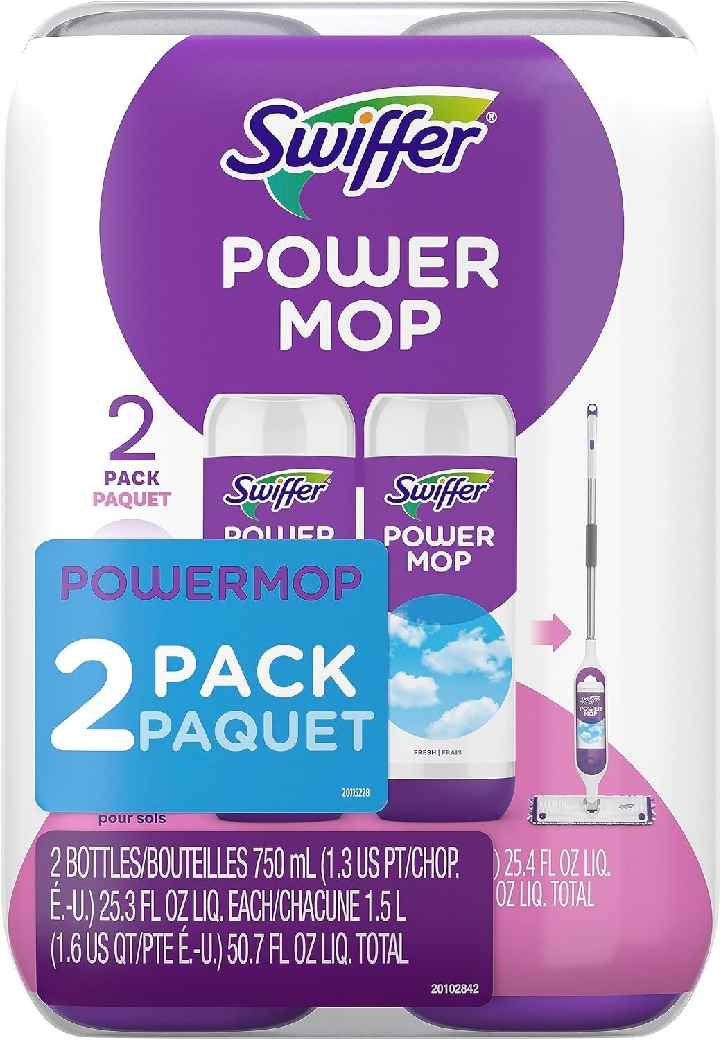 Swiffer Power Mop Refill Solution Fresh Scent Floor Cleaner 25.35Fl Oz each 4 Pk