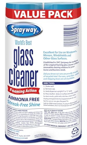 Sprayway Glass Cleaner Foaming Aerosol Spray, 19oz, Pack 19 Ounce (Pack of 2)