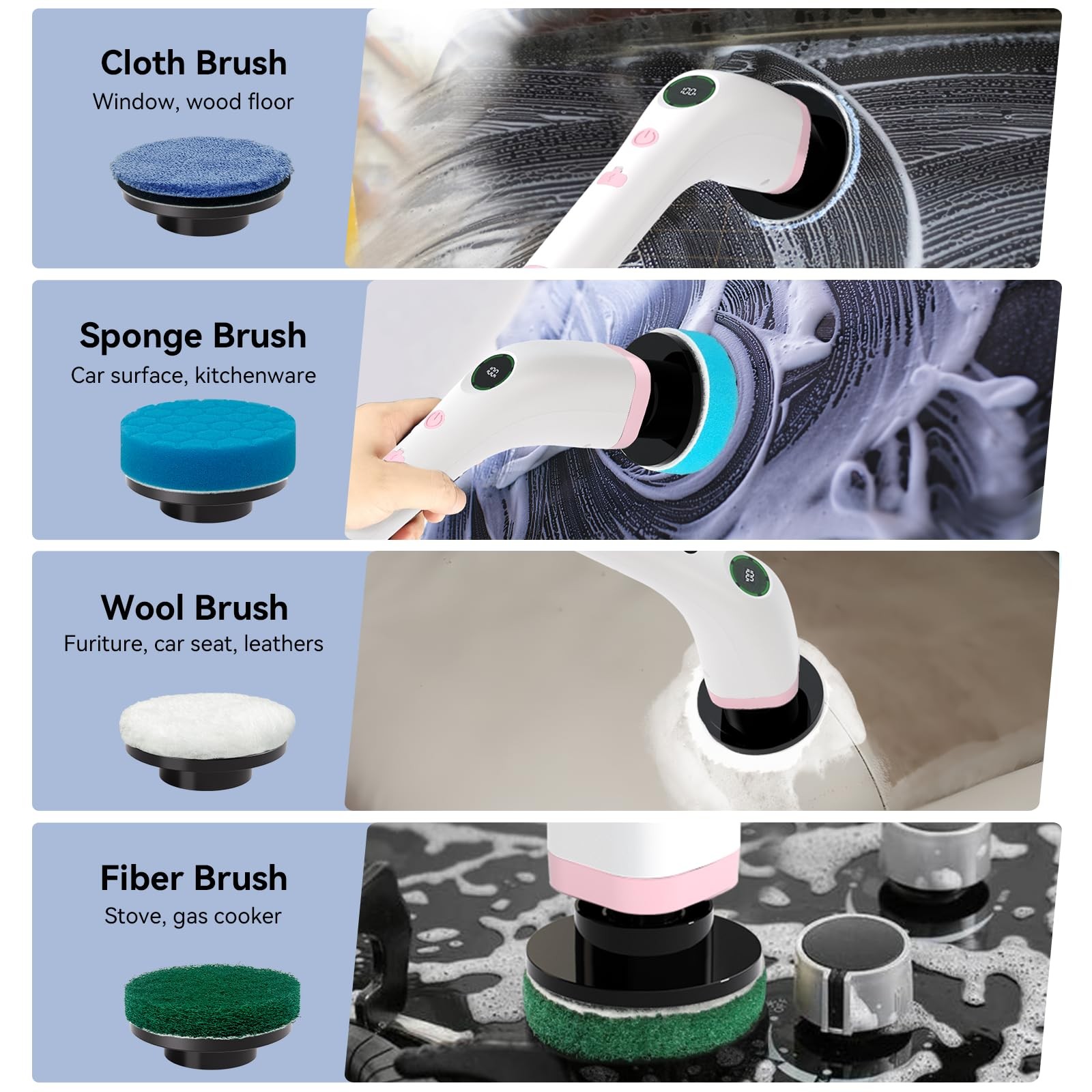 Bathroom Cleaning Brush, Cordless Spin Scrubber Full Body Waterproof IPX7 wit…