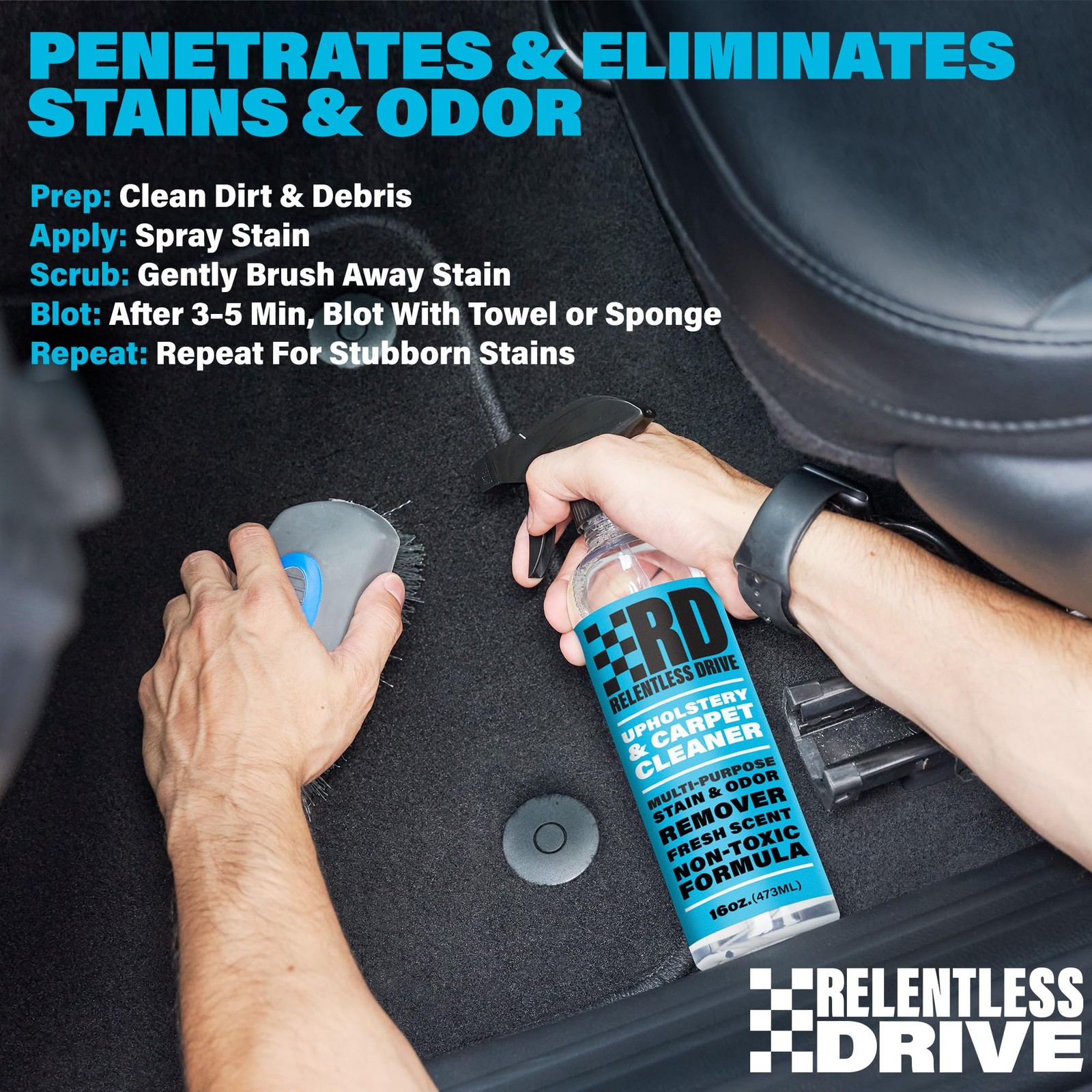 Car Interior Carpet & Upholstery Seat Cleaner — Safe for All Cars — for Carpe…