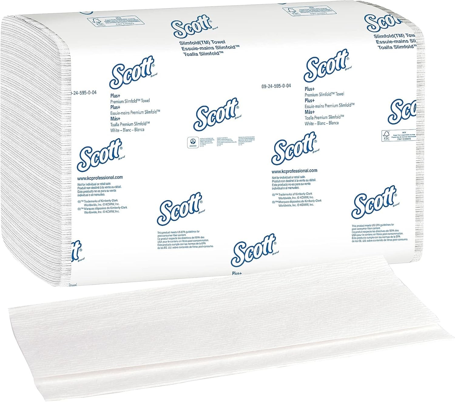 Kleenex 04442 Slimfold Paper Towels, 7 1/2 x 11 3/5, White, 90/Pack, 24 Packs/