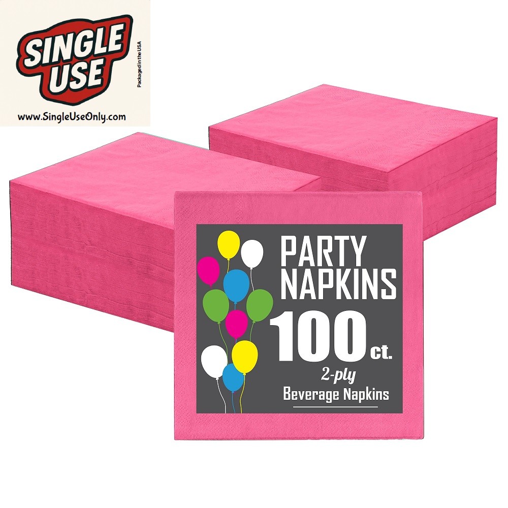 Single Use Cerise Beverage Napkins | 100 Count