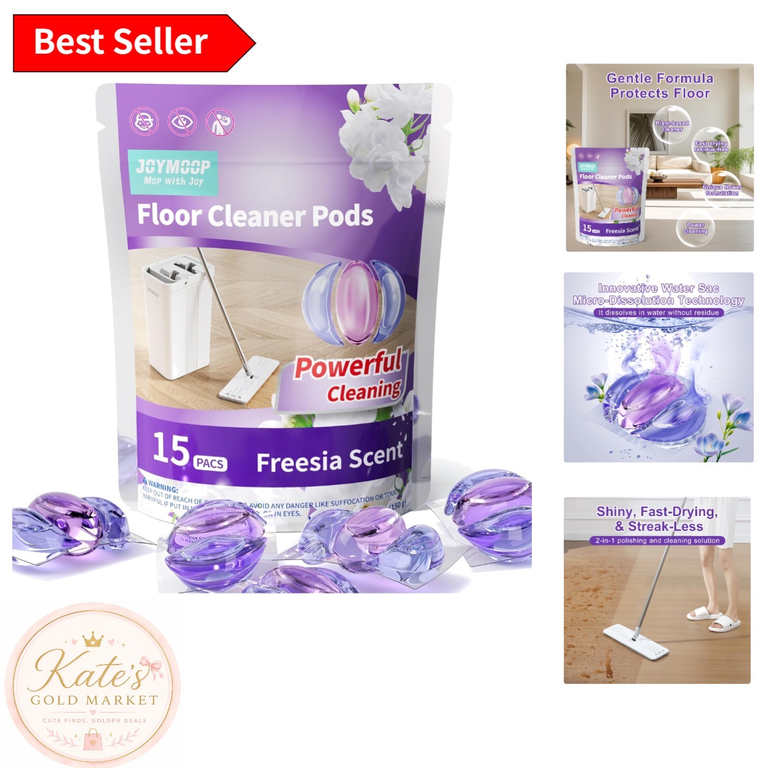 Versatile Floor Cleaner Capsules – 15 PCS for Hardwood, Tile & Laminate Cleaning