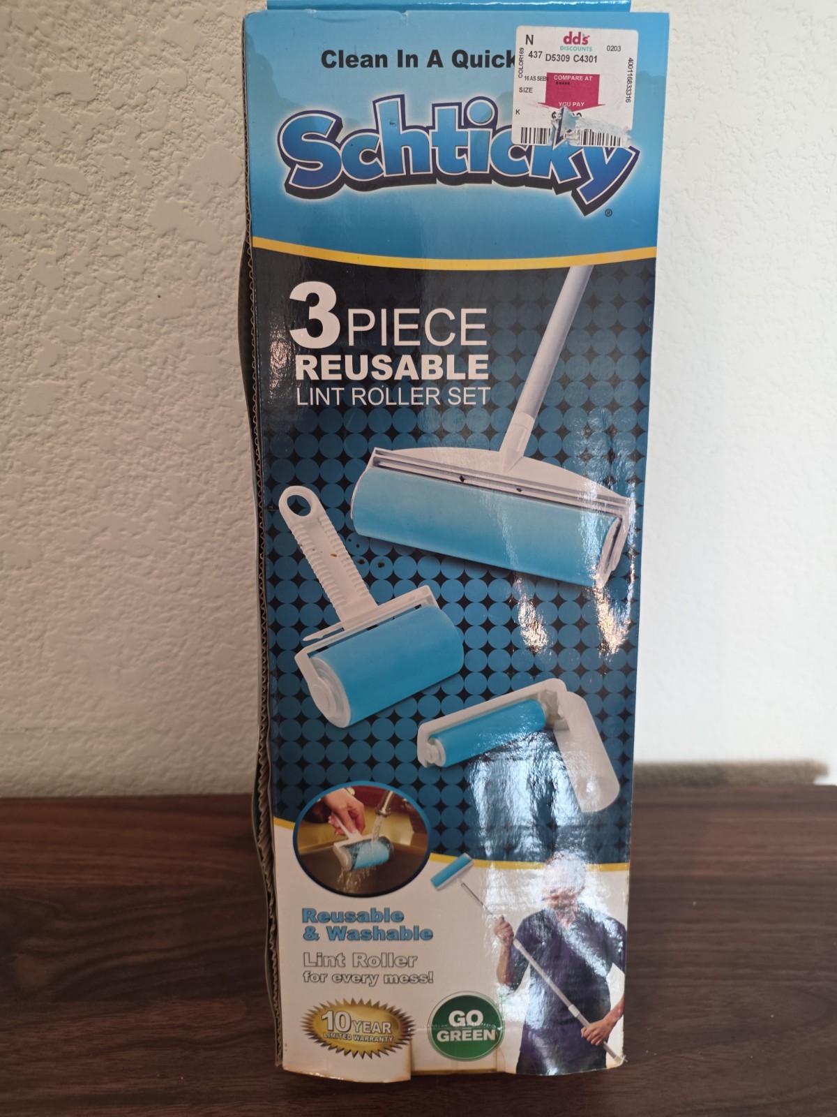 SCHTICKY 3 Piece Set Reusable Washable Lint Roller Clothes Pets ~ As Seen On TV