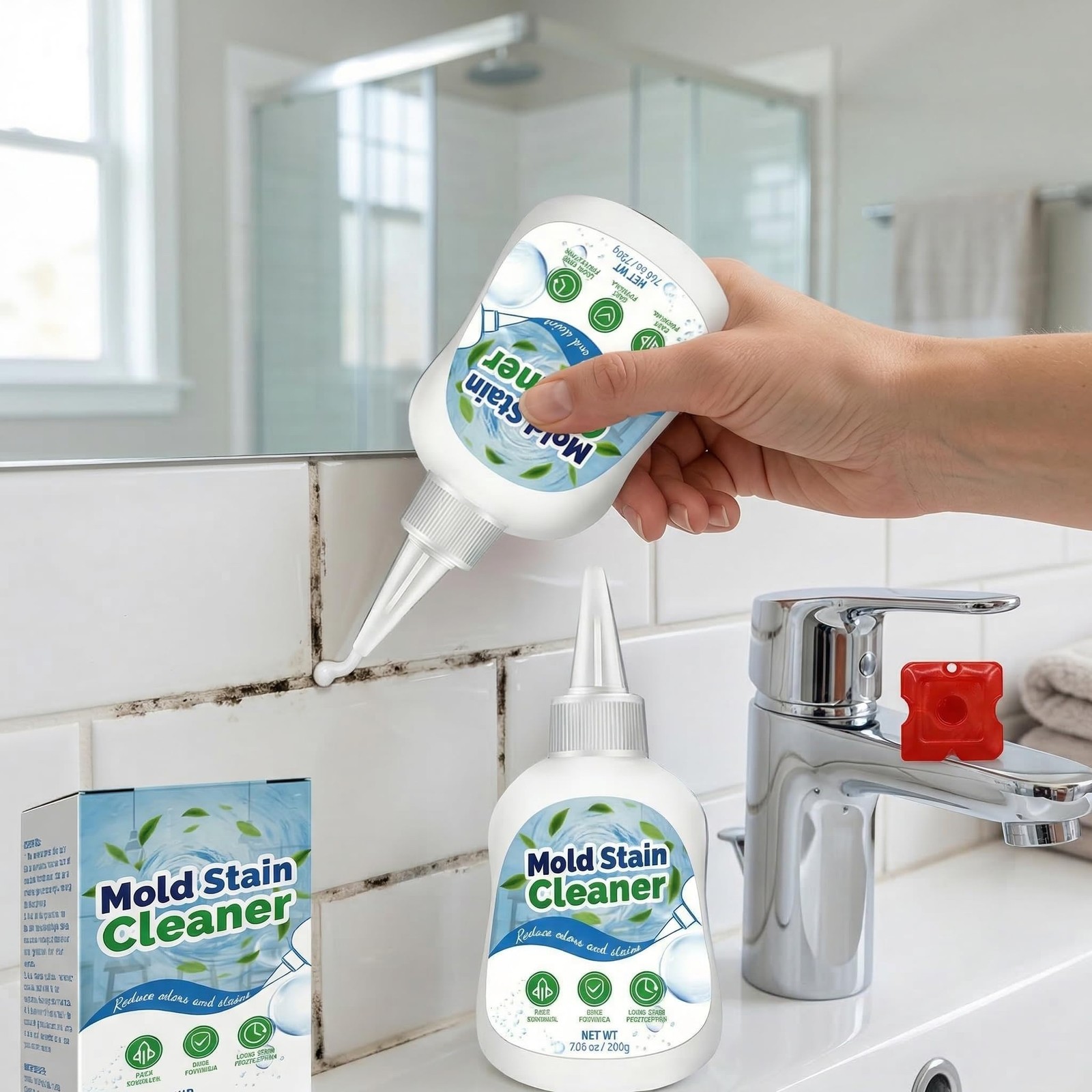 Mold Stain Cleaner Gel Bathroom Grout Washing Machine Gasket Shower Caulk 6.7oz