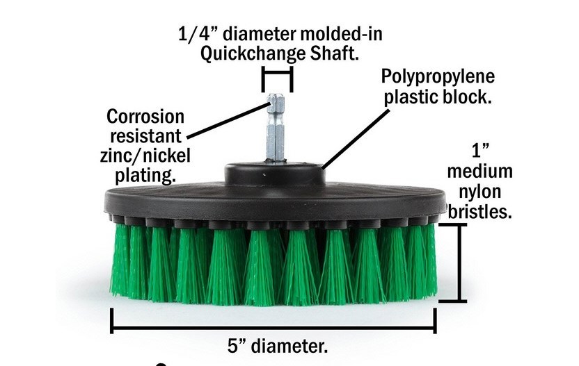 5 inch Drill Brush for Cleaning Kitchen,Stoves,Cabinets Medium Duty GREEN