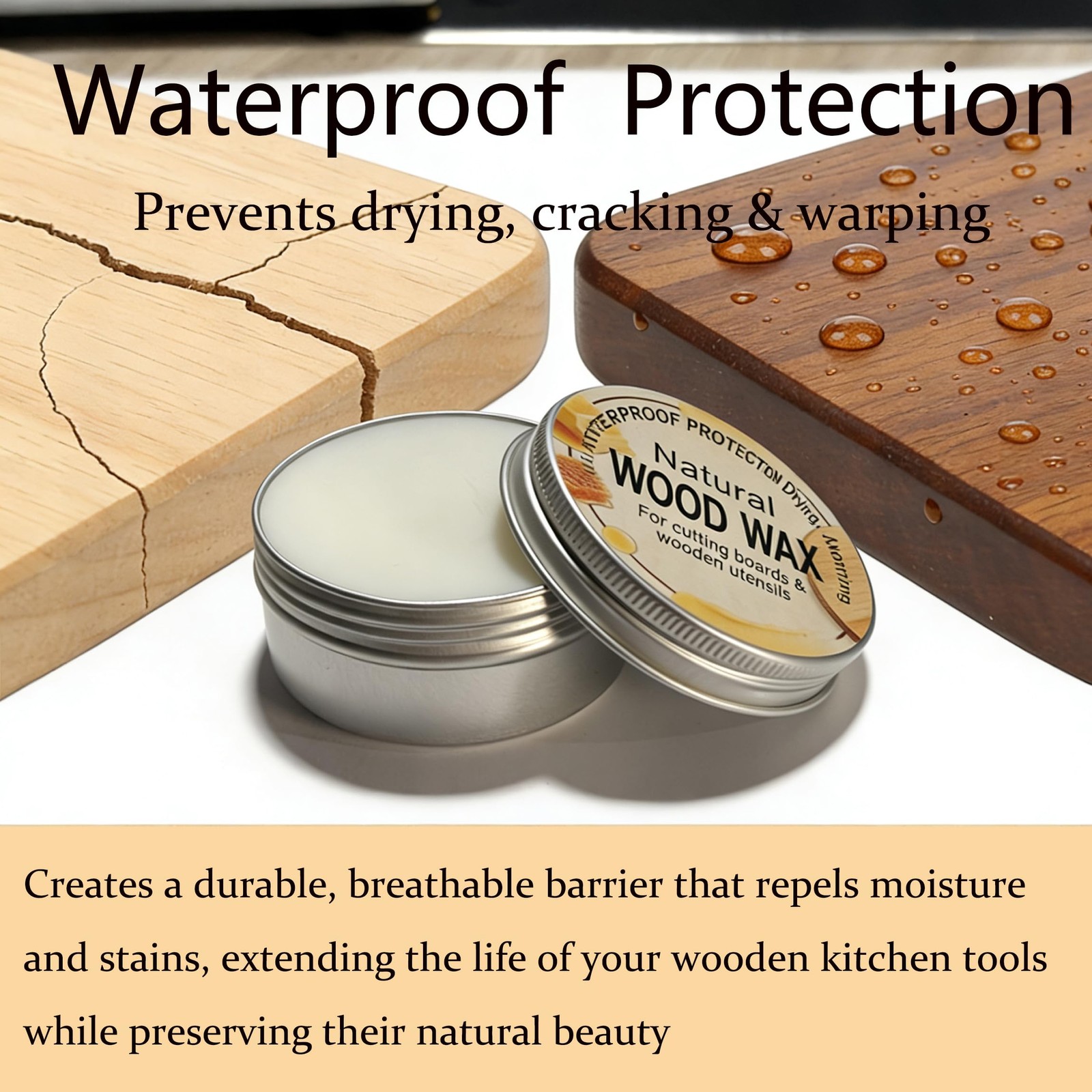 2.82 oz Natural Wood Wax for Cutting Boards, Butcher Blocks, Wooden Spoons an…