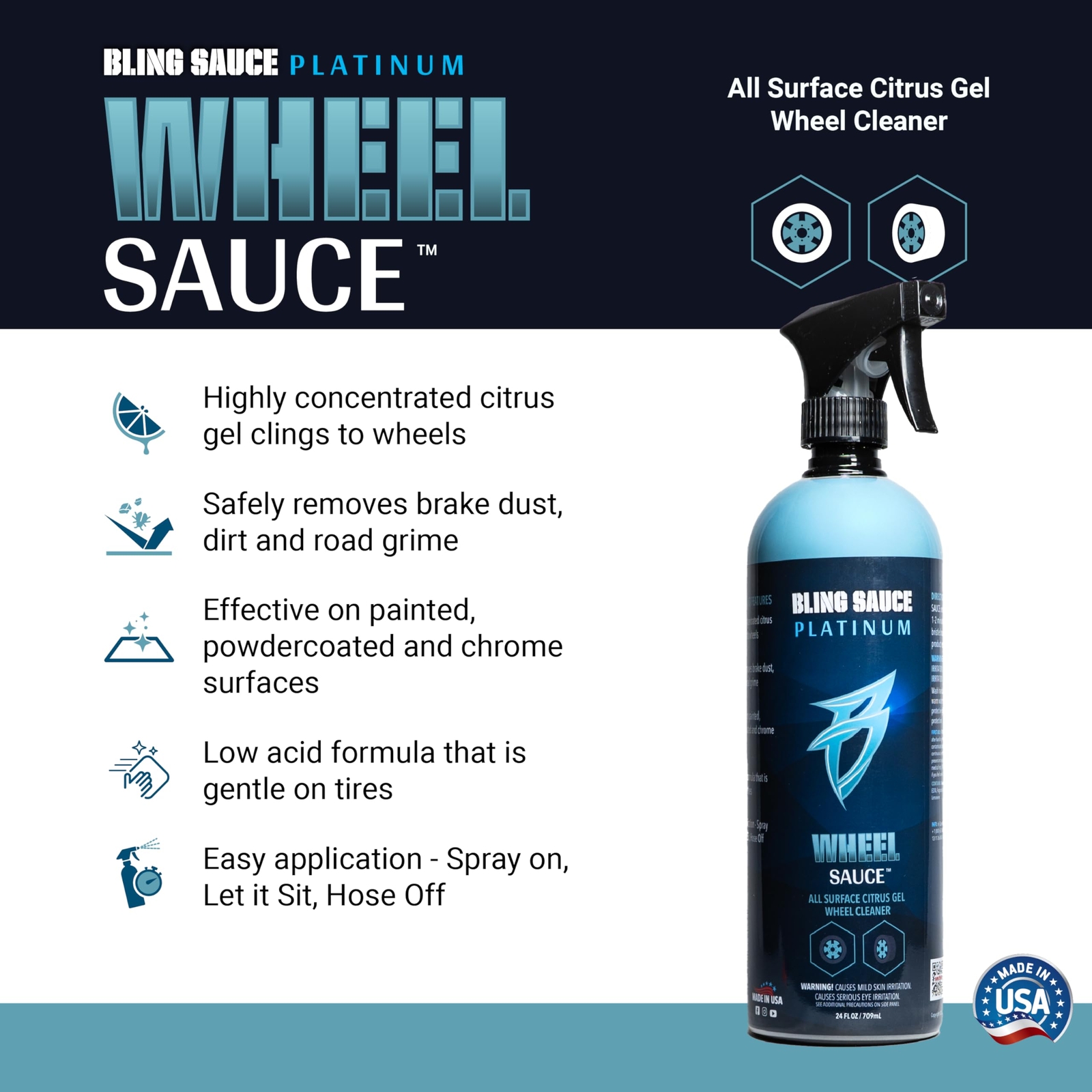 Citrus Gel Wheel Cleaner 24oz for Cars Trucks SUVs – Bling Sauce