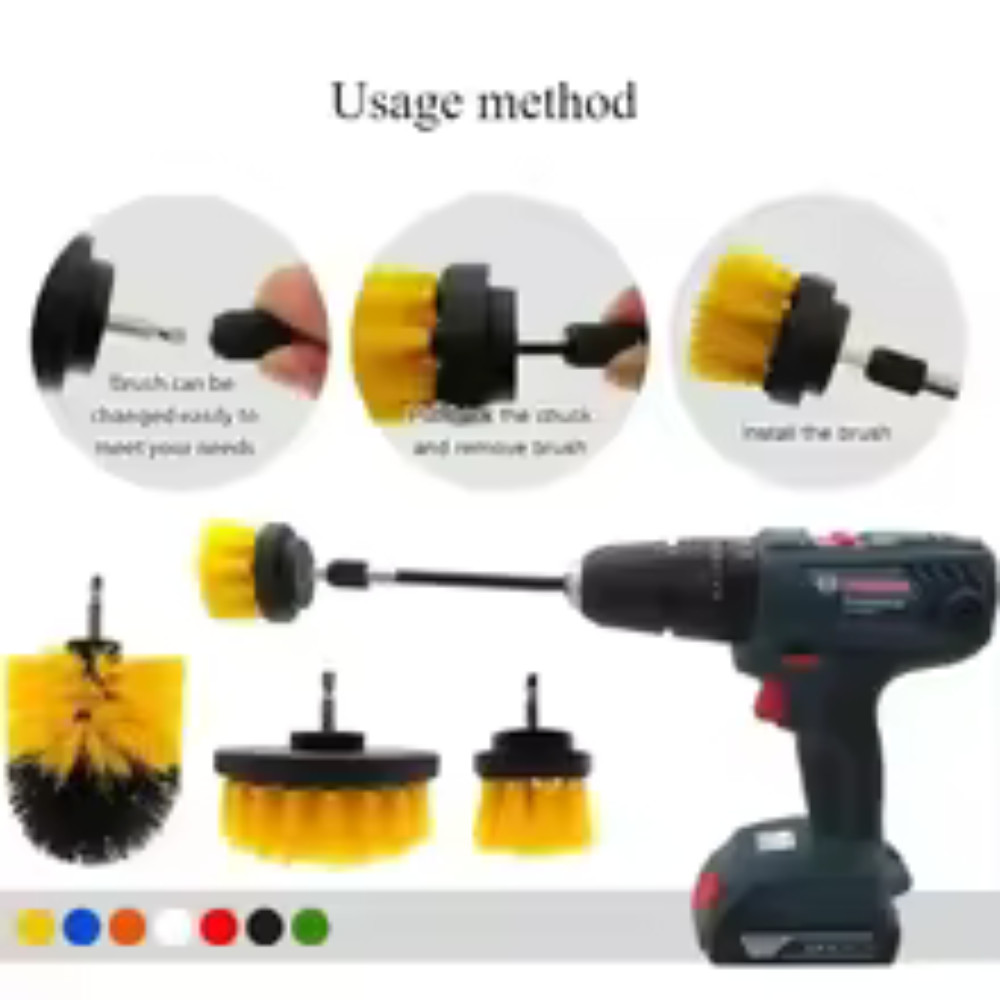 Brush Drill Brush Attachment Power Scrubber Tools For Cleaning Carpet & Leather