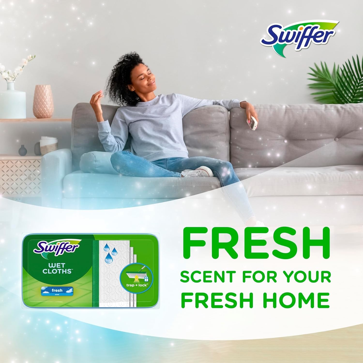 Sweep + Mop, Wet Pads Refill, Floor Cleaner for Dirt, Dust, Hair,