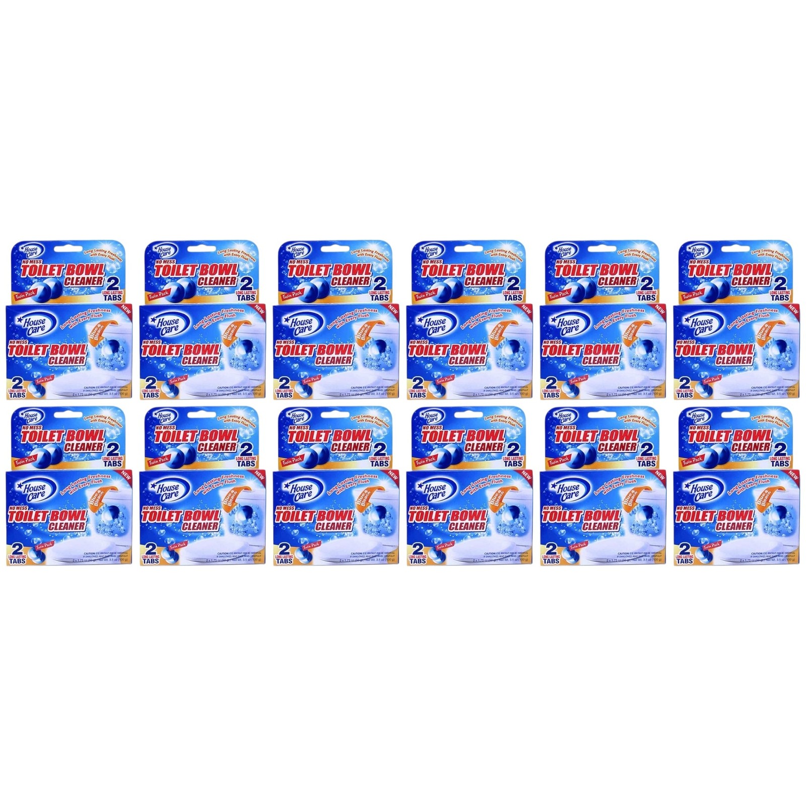 No Mess Toilet Bowl Cleaner Tablets with Blue & Bleach, 2 Count (Pack of 12)