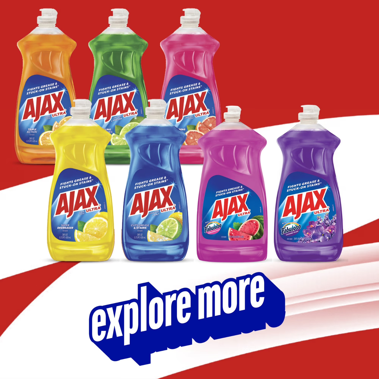 Ajax Ultra Liquid Dish Soap Lemon Scent, Super Degreaser, 90 fl oz Bottle