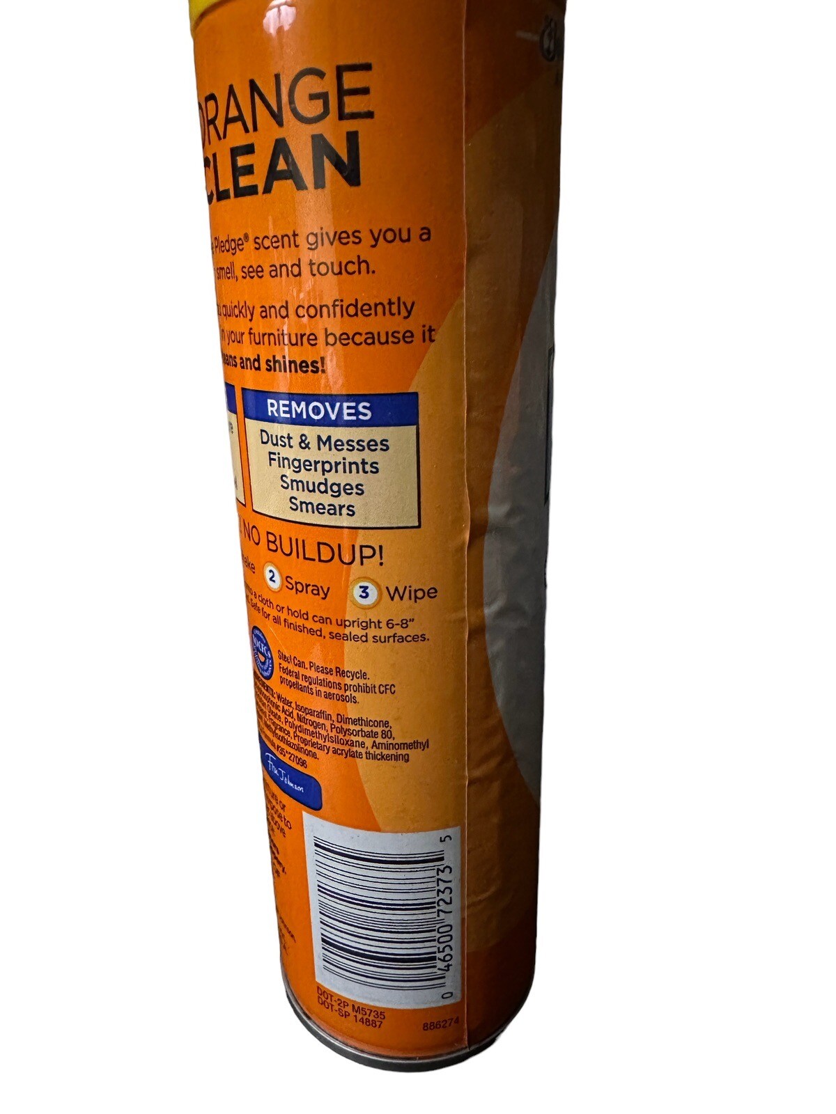 PLEDGE Orange Clean Furniture Spray Reduces Allergen Dust Clean Shine 9.7 oz 3CT