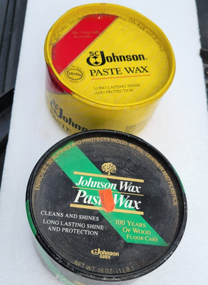 2 partial cans SC Johnson Paste Wax 16 Oz Orig. Formula Approx 35% Full Total