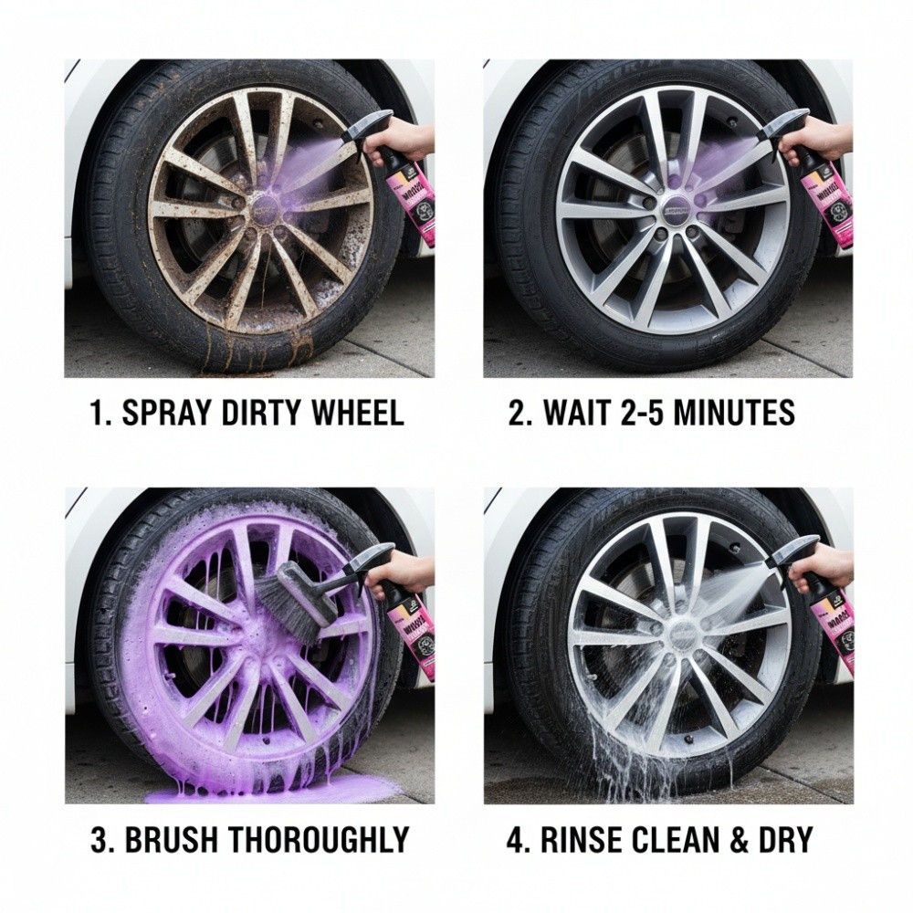 1-3Pack 270ml Powerful Wheel Cleaner Repair Polishing Car Rim Tire Cleaning Kit