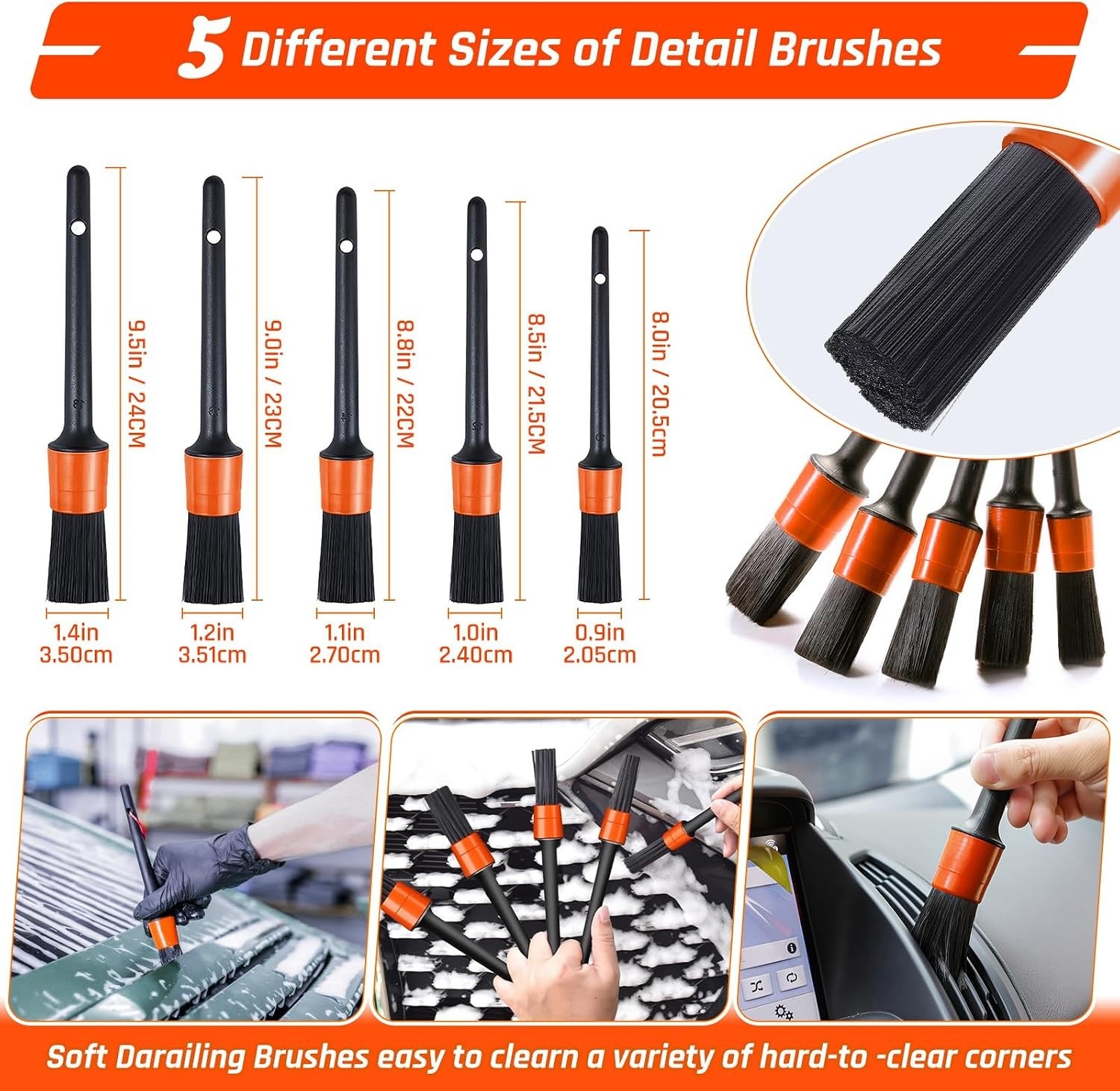 Car Detailing Kit 61 PC Interior Cleaner Auto Wash Brush Vacuum Set