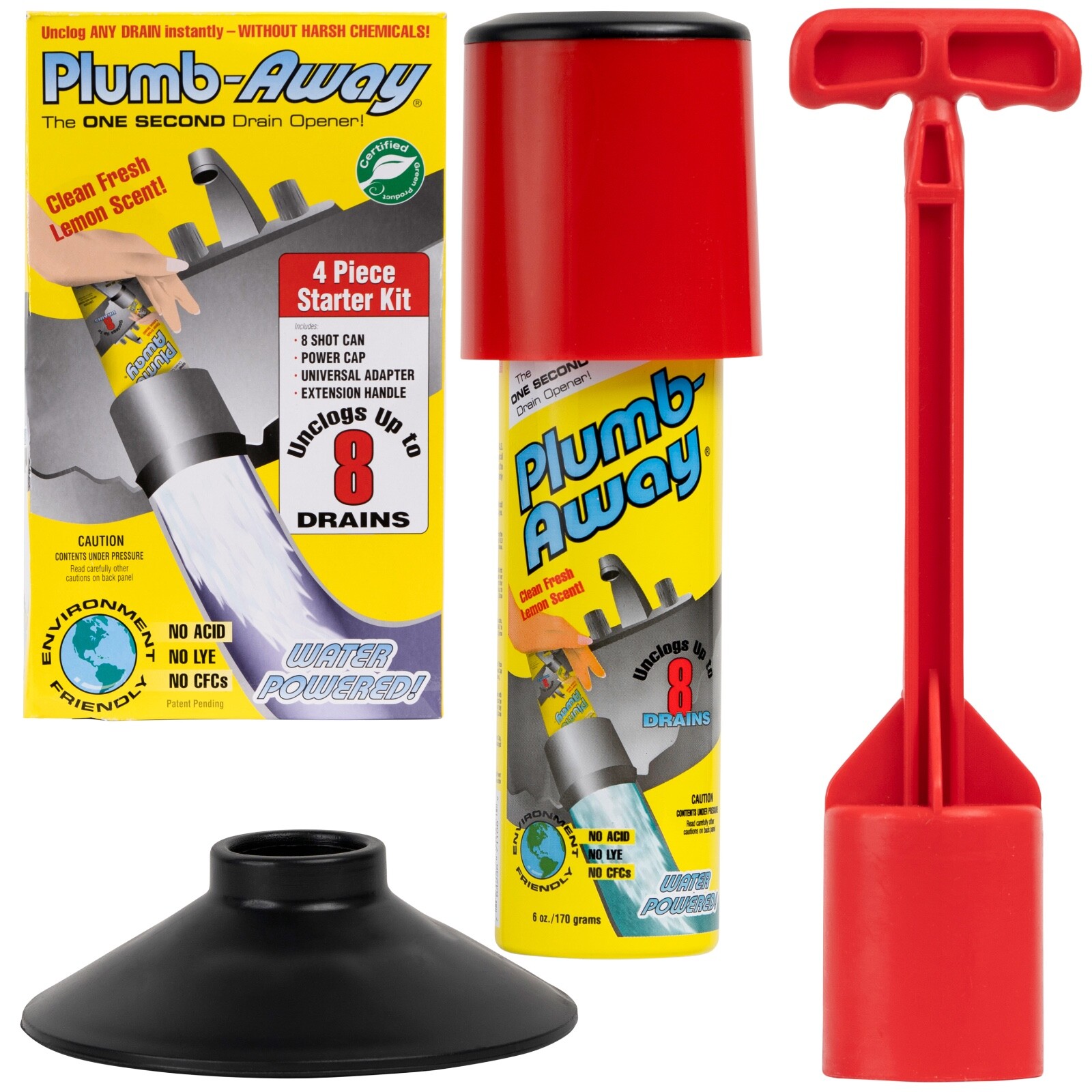 Plumb Away Instant Drain Opener-No Chemicals-Clog Remover & Cleaner- Starter Kit