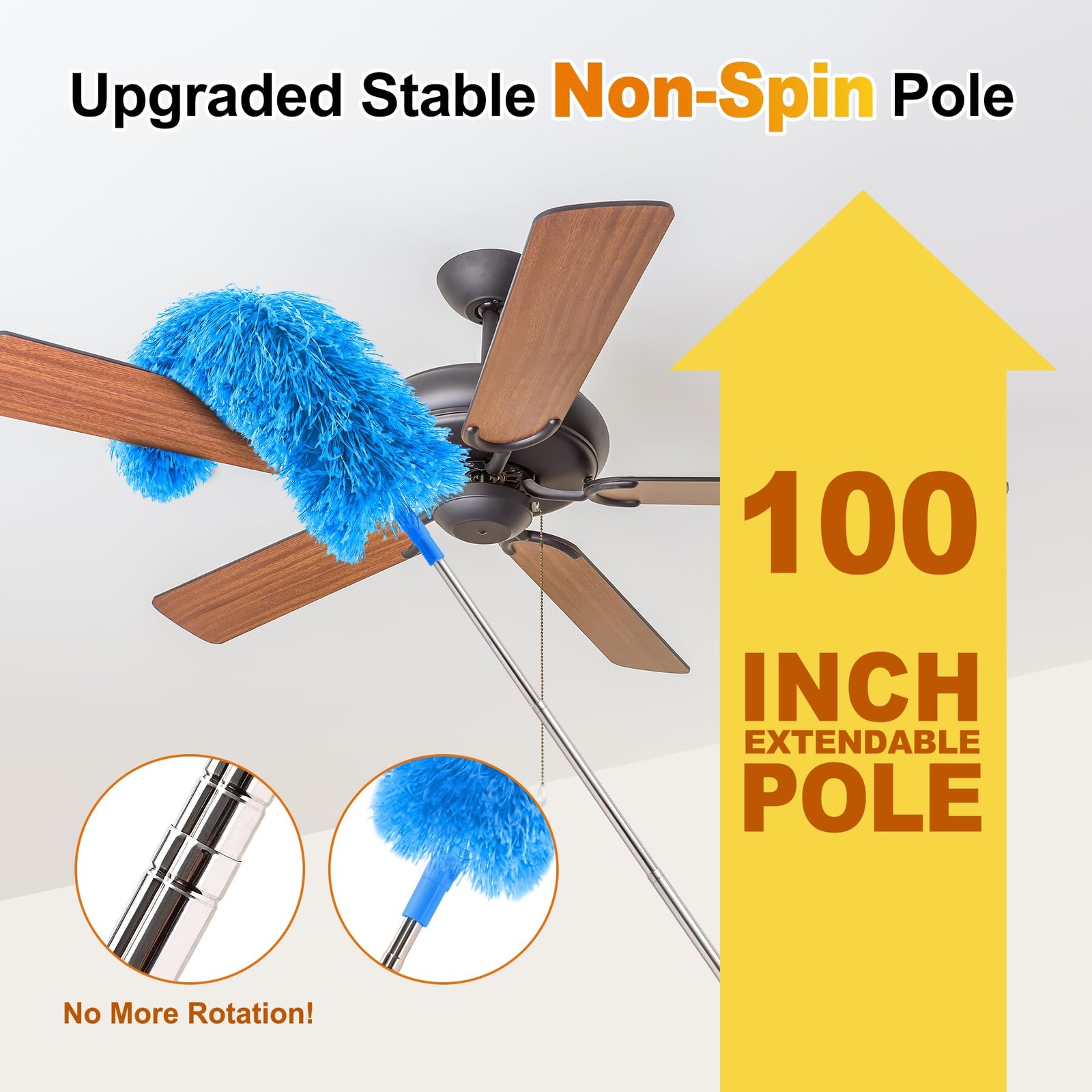 5-in-1 Microfiber Duster Kit with 100” Extension Pole – Reinforced Stainless …