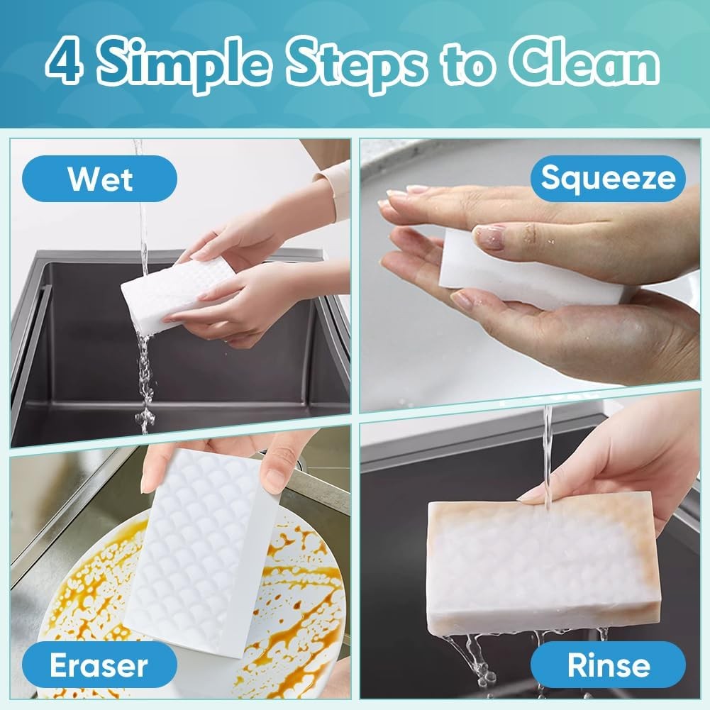 12PK Magic Sponges Cleaning Eraser, Powerful Scrubber Foam Pads, 2X Density