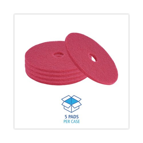 Boardwalk 4020RED Buffing Floor Pads, 20″ Diameter, Red, 5/Carton