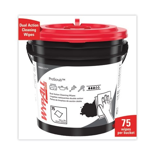 WypAll Clean ProScrub Pre-Saturated Wipes, Cloth, 9.5×12, Citrus, 75/Bucket