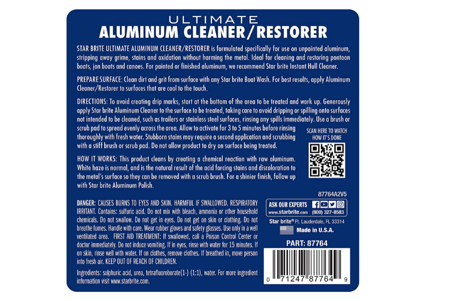 Aluminum Restorer Cleaner Safely Ultimate Clean Dirt Pontoon Boats Canoes 64 Oz