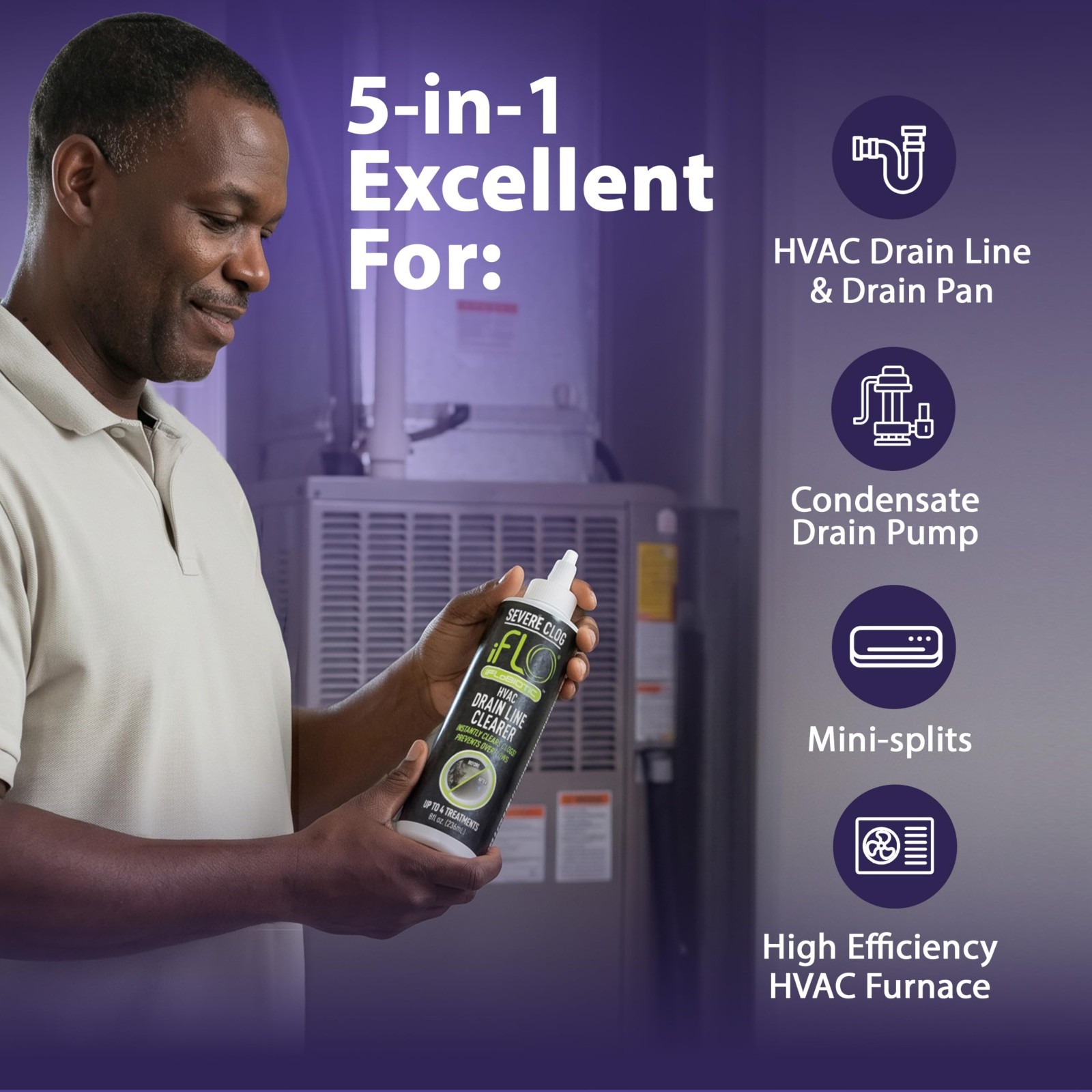 Severe Clog Relief A/C Drain Cleaner 5X Concentrate – 8oz for HVAC Maintenance