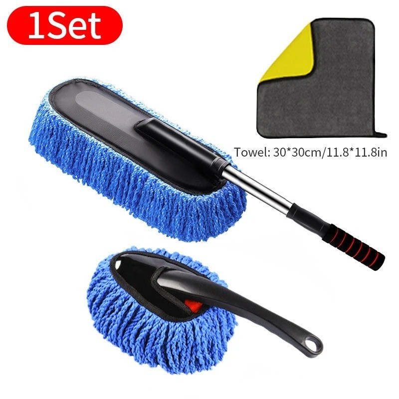 Car Cleaning Duster Microfiber Large Home Wax Treated Plastic Handle Brush