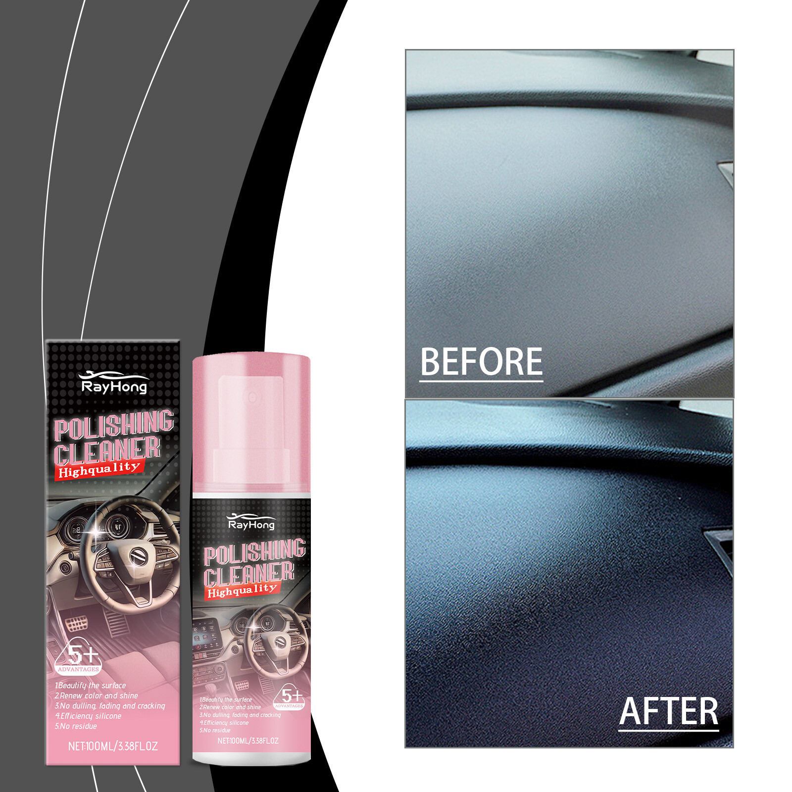 Car Interior Cleaner – 100ml Car Interior Cleaner, Vehicle Interior Polish-US