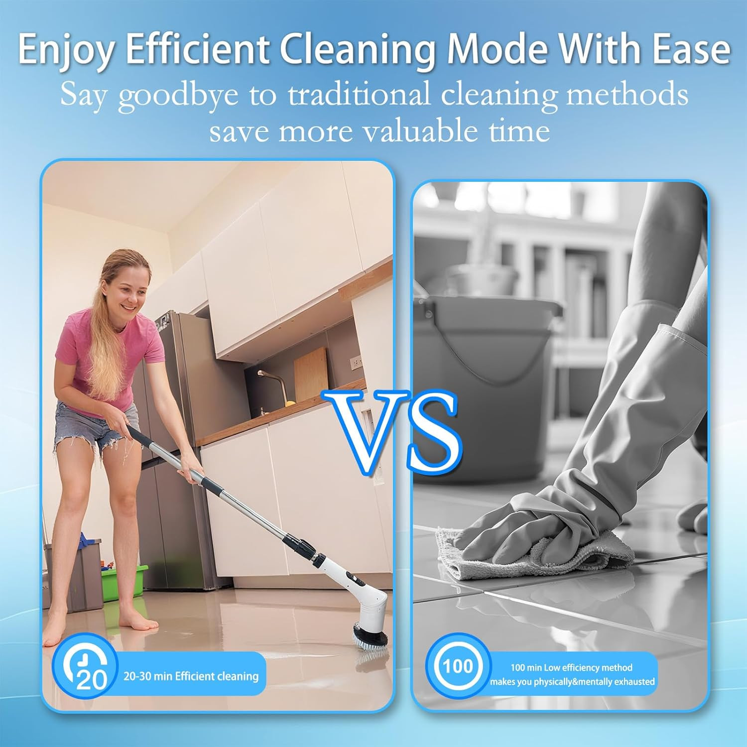 Spin Scrubber,9-In-1Multifunctional Cleaning Brush with Detachable Handle,9 Repl