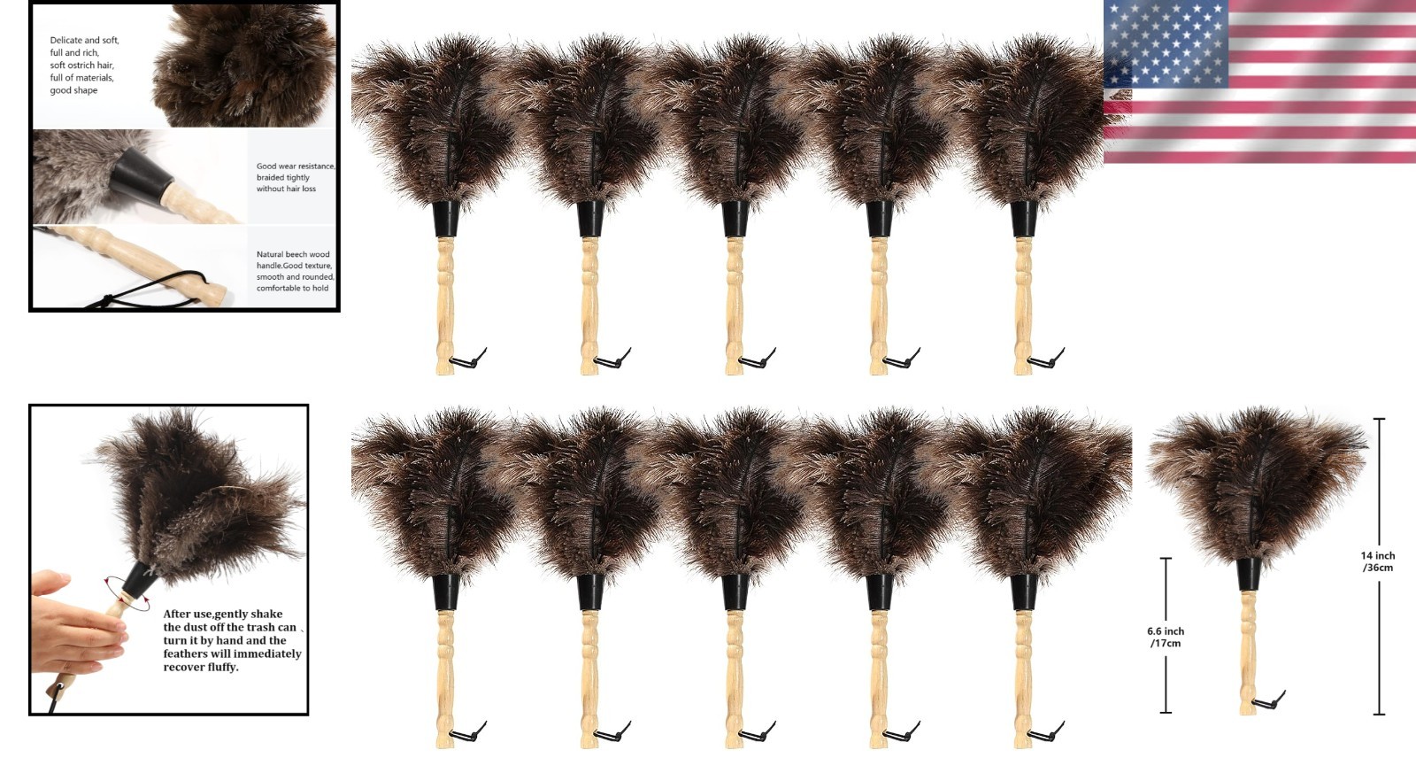 Eco-Friendly 14″ Ostrich Feather Duster x10