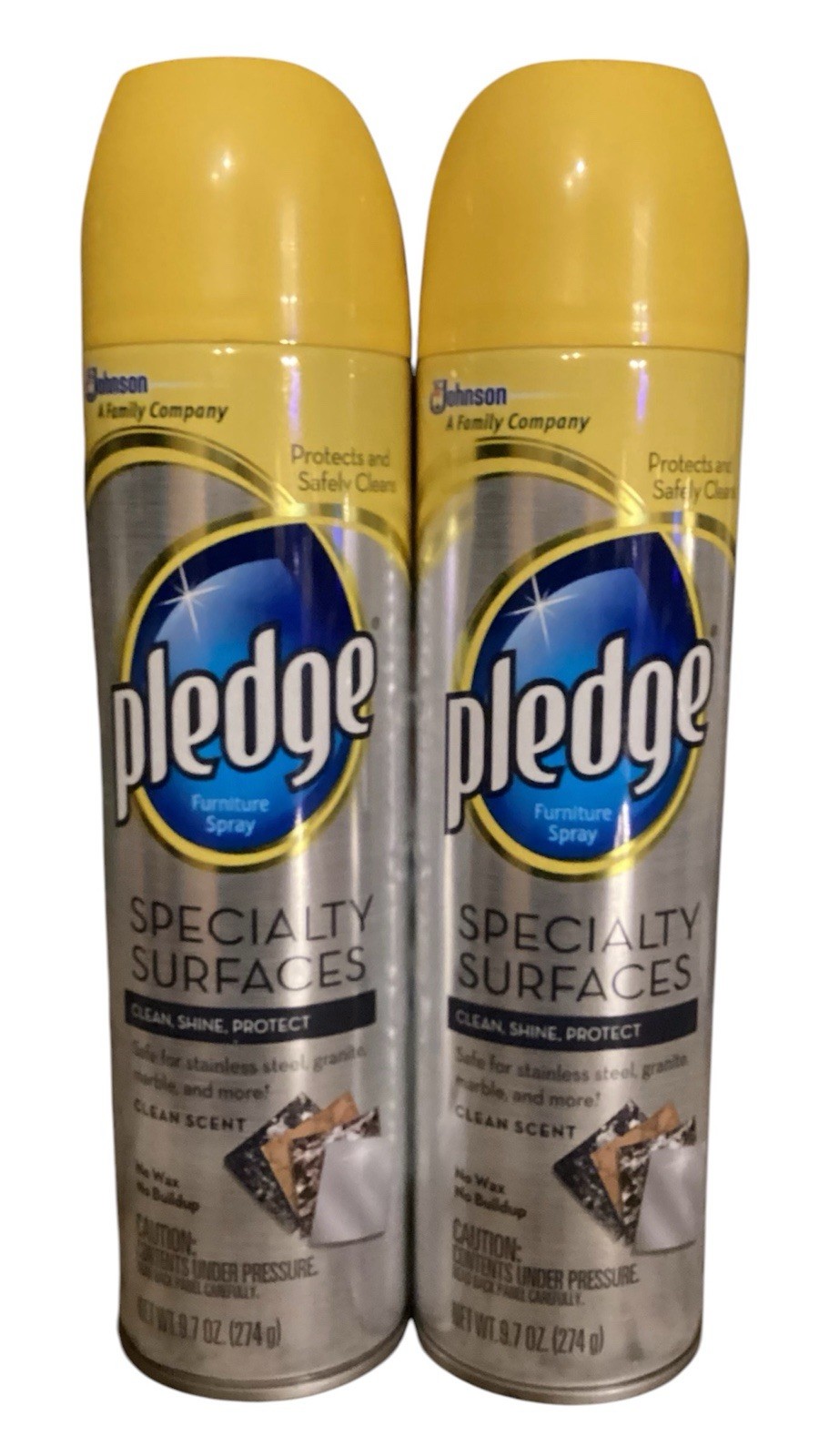 2 Pledge Specialty Surfaces Stainless Granite Stone Clean Scent Spray, 9.7 oz ea