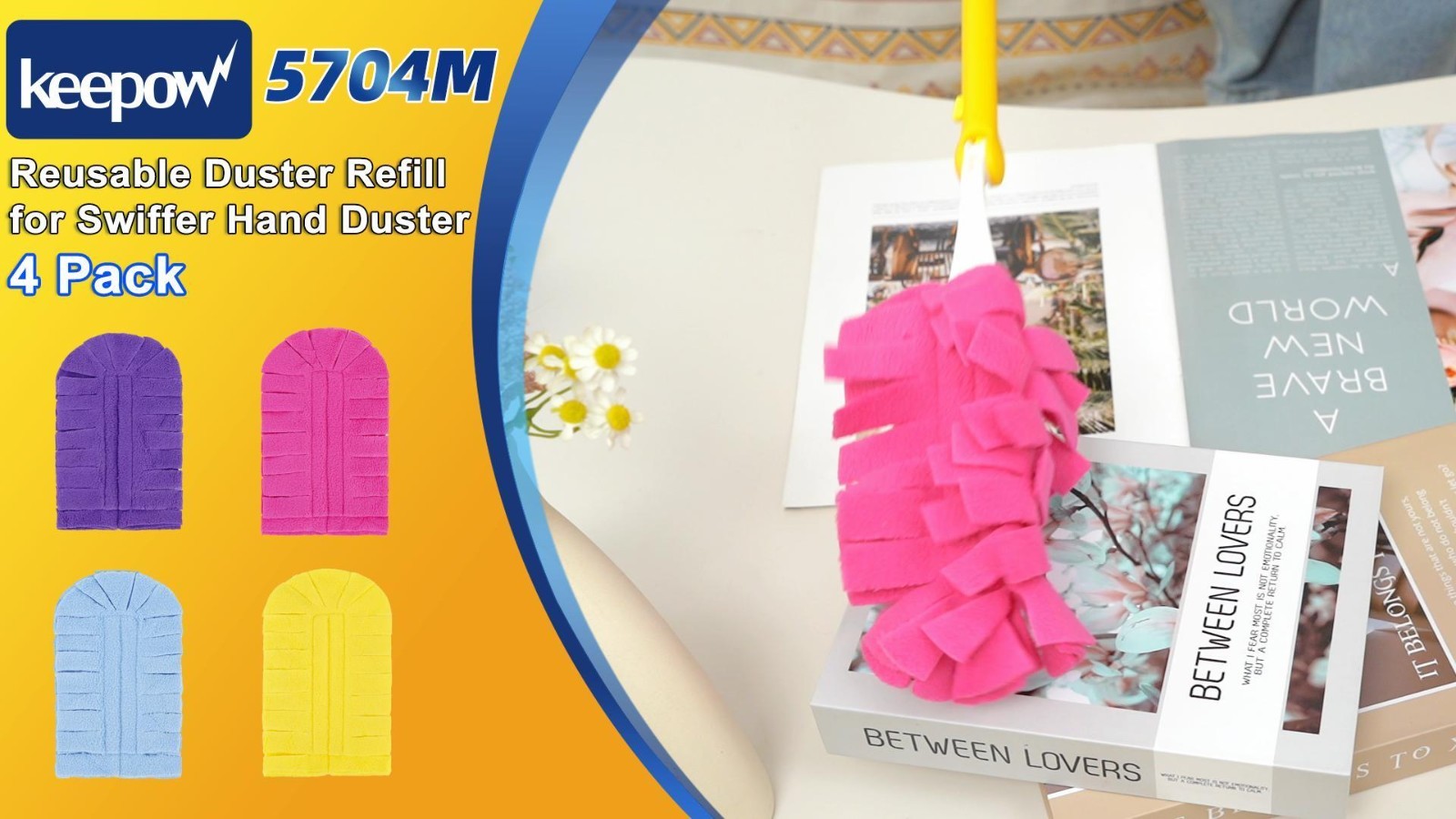 Reusable Duster Refills for Swiffer Hand Duster, 360° Heavy Duty Fleece, 4 Pack